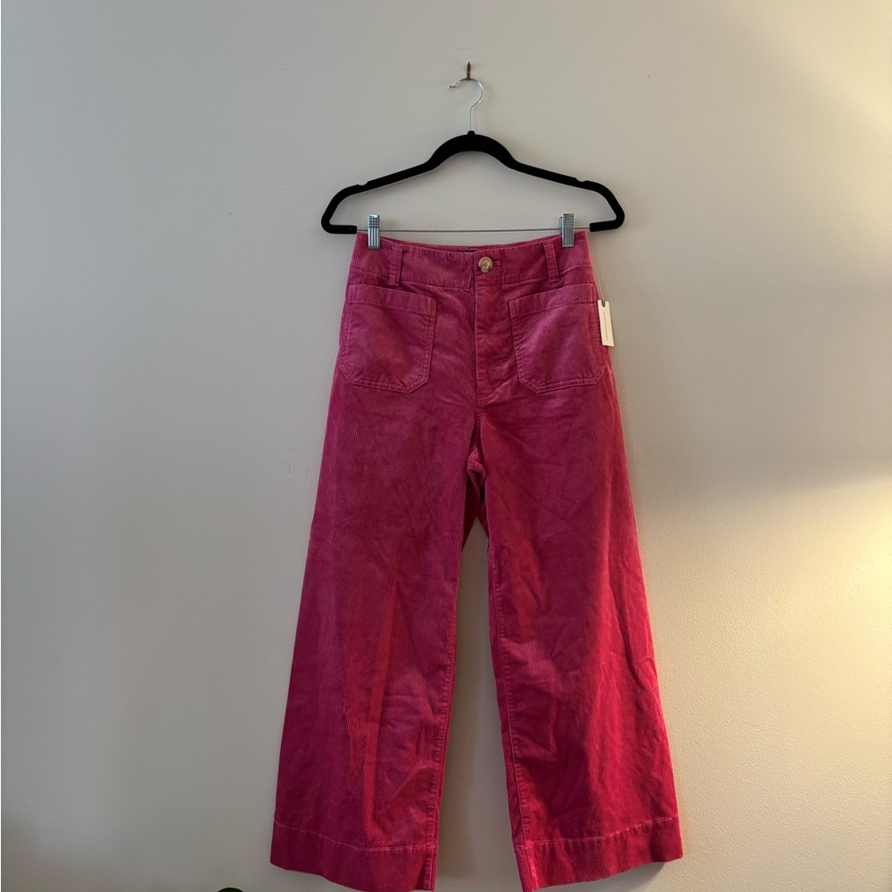 Maeve Colette Corduroy Wide-Leg Fuchsia Pants